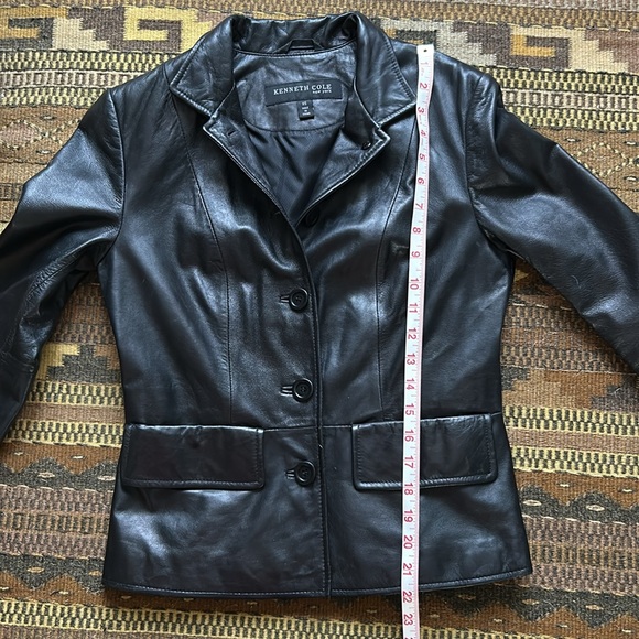 NWOT Kenneth Cole black leather blazer jacket button up coat XS - Picture 5 of 17